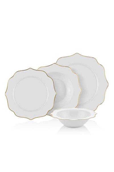 The Mia Estee 24 Parça 6 Kişilik Beyaz Bone Porselen Yemek Takımı Dnr0002