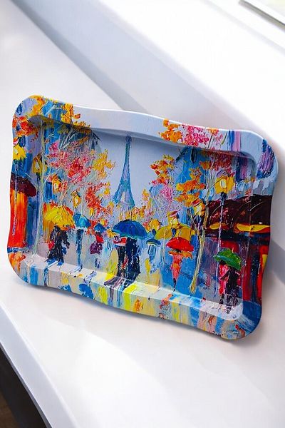 EVLE Ef165-q2 Rain Paris Patterned Rectangular Tray 24x36 Cm