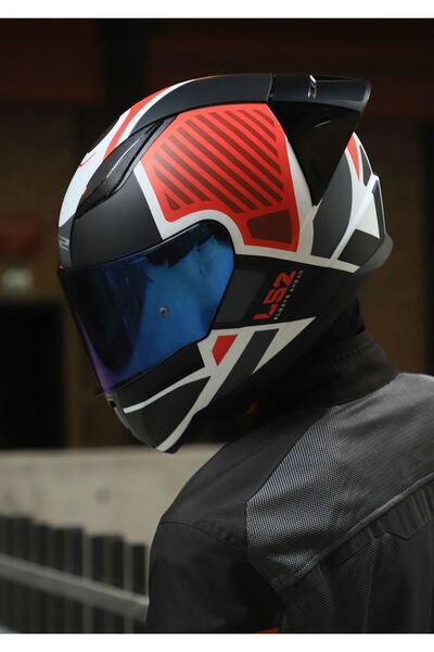 LS2 RAPID 2 RACE GRID MAT BEYAZ-KIRMIZI KASK