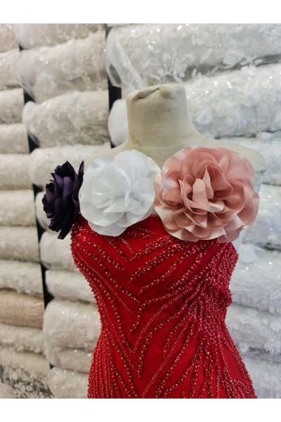 Esteks Dantel ve Tekstil Aksesuarları Iğneli Yaka Çiçeği Broş Kumaş Çiçek Gül Broş 15 CM