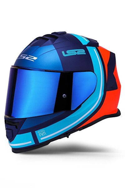 LS2 Storm 2 Slant Mat Mavi Turuncu Kask