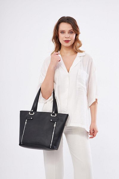 DERİNSS Genuine Leather Black Women's Shoulder Bag - Derinss _ Dkb515