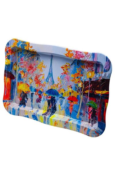 EVLE Ef165-q2 Rain Paris Patterned Rectangular Tray 24x36 Cm
