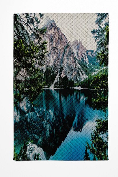 3D ELSE HALI Gçöl Mountain Landscape Patterned Printed Decorative Bedspread Single Pillowed Pique Set