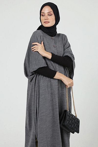 ilmek Γυναικεία χειμωνιάτικα πλεκτά πλεκτά πόντσο με κουμπιά 4253