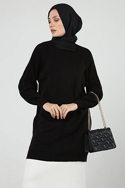 ilmek Women's Sleeve Hair Knit Winter Long Knitwear Hijab Tunik 4303