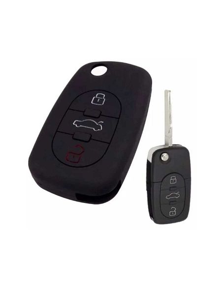 ESEMİZ Husa de protectie pentru chei din silicon negru Audi A2-A8 - 3 chei