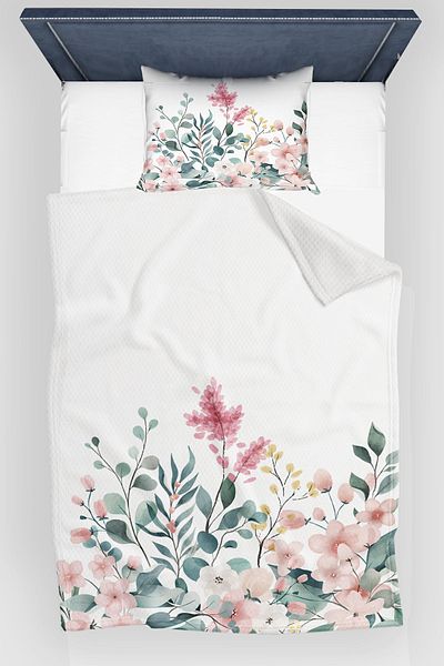 3D ELSE HALI Colorful Floral Patterned Printed Decorative Bedspread Single Pillowed Pique Set