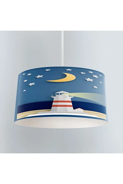 3D ELSE HALI Sailor Lantern Patterned Blue Children's Baby Room - Pendant Chandelier