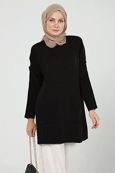 ilmek Γυναικείο Πλεκτό Hijab Μακρύ Hijab με διπλή τσέπη 4305