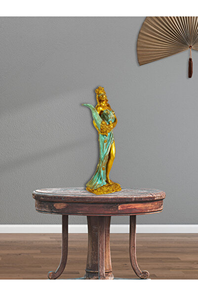 Repazar Turkuaz Altın Kraliçe Polyester Obje