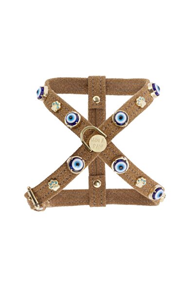 Mon A Paw Nazar Boncuklu Süet Köpek Göğüs Tasması