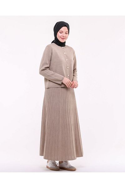 ilmek طقم كارديجان نسائي بحاشية تريكو 23319