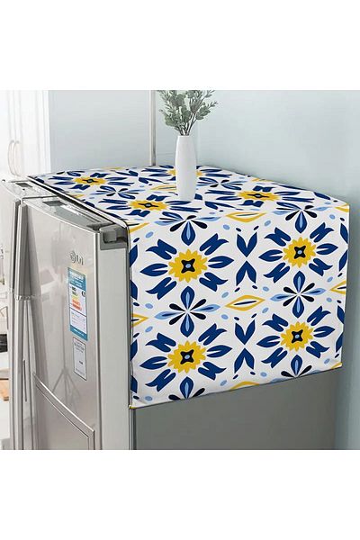 3D ELSE HALI 60x140cm Blue-White-Yellow Ethnic Pattern Decorative Cover - Diffusion and Refrigerator