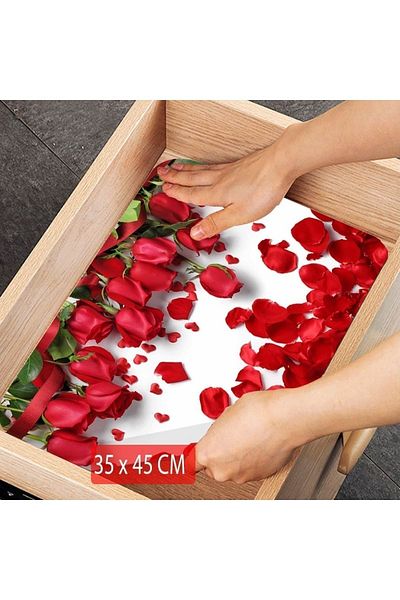 3D ELSE HALI Else Red Roses Non-Slip Shelf Cabinet Drawer Cover Washable Refrigerator Mat