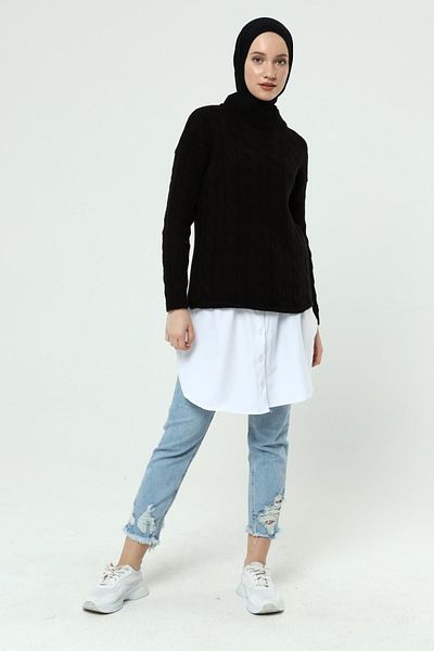 ilmek Cămașă albă cu talie elastică pentru femei Looking Rescue Inner Add Fustă 22109