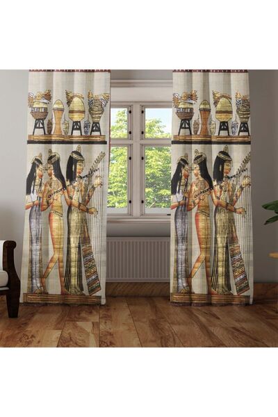 3D ELSE HALI Else Mısır Etnik Figürlü 3d Dekoratif Modern Fon Perde