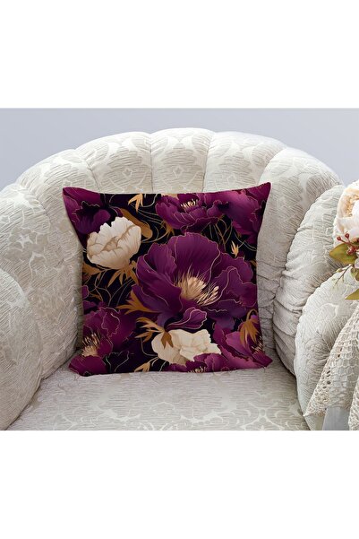 Else Dekor Μωβ κίτρινο πολύχρωμα λουλούδια με τυπωμένο μοτίβο ψηφιακό εμπριμέ κάλυμμα μαξιλαριού