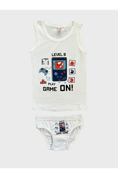 elmas kids Boy - White Game On Patterned Athlete Slip Σετ εσώρουχα