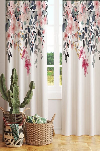 3D ELSE HALI Colorful Flower Pattern Printed Decorative Living Room Kitchen Background Curtain 140x260cm