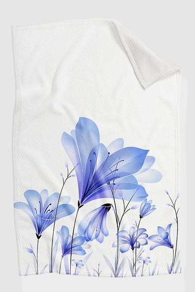 3D ELSE HALI Blue Floral Patterned Printed Decorative Bedspread Single Pillowed Pique Set