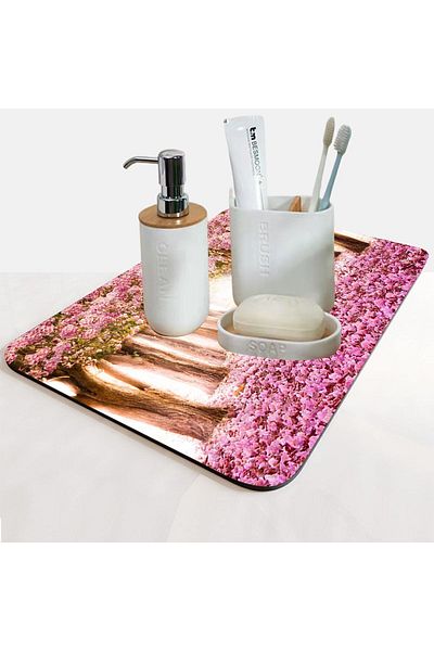 Else Dekor Else Water Absorbent Bathroom Organizer Σαμπουάν ντους Σαπούνι Κύπελλο Οδοντόβουρτσα Pad Organizer Χαλάκι παρουσίασης