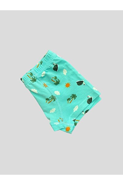 elmas kids Erkek Çocuk Pamuklu Kaplumbağa Güneş Bulut Desenli Atlet Boxer Takımı