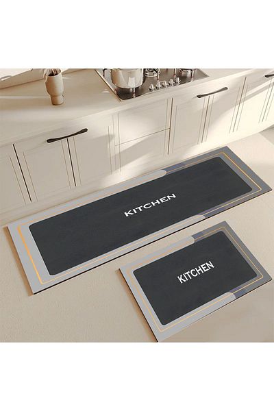 3D ELSE HALI Decorative Non-Slip Base Washable Countertop Floor Mat Kitchen Rug 140x60 / 40x60cm