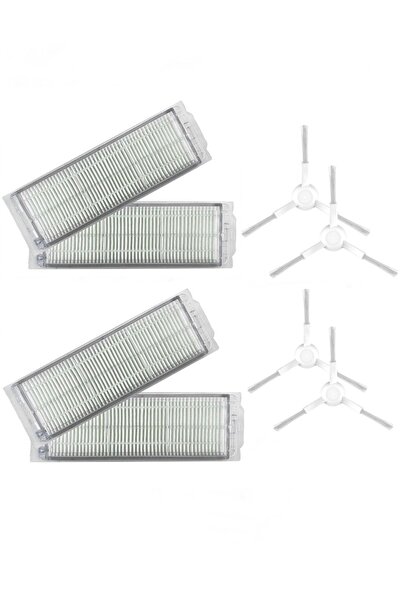 ibrush Filtru Hepa din 4 bucăți compatibil Mi Robot Viomi V3 și perie laterală albă din 4 bucăți