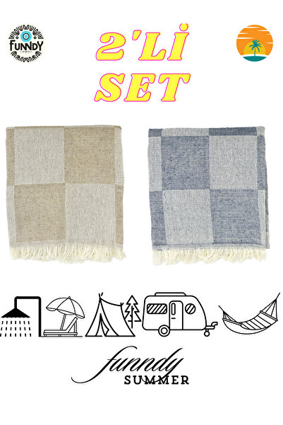 FUNNDY Set of 2 Checkerboard Patterned Summer Loincloth - 70x155 Cm Beach Towel