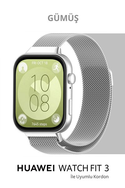 CONOCER ساعة Huawei Watch Fit 3 - Fit 4 سلك شبكي من الفولاذ المقاوم للصدأ مع مغناطيس مغناطيسي