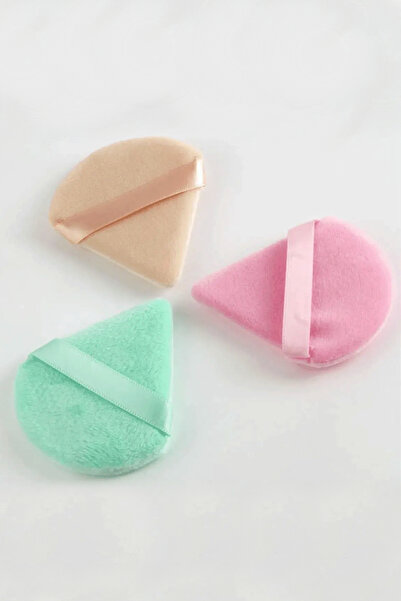 H&E LUXURY DESIGN 3'lü Renkli Pudra Fondöten BB Krem Yıkanabilir Uygulama Aparatı Puff Sünger