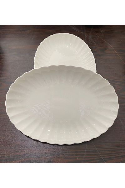 Kütahya Porselen 24 cm Wide 2-Piece Bone Luz Boat Plate