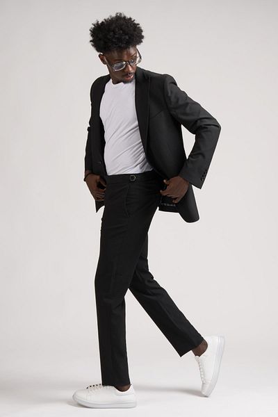 ADİMO Adimo Slimfit Jogger Suit - Μυτερό γιακά, Μισό Φόδρα, Διπλό Σχιστό, Λύκρα