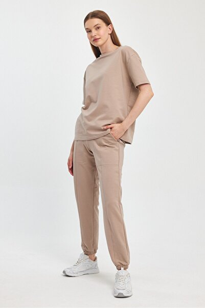 Penyelux Soft Textured Mink Crew Neck 2 Thread Oversize Long Women's T-shirt - Washable