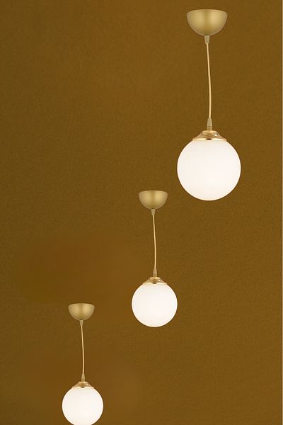 SONSUZ AYDINLATMA&AVİZE Infinite Pendant Lamp Antique Single White Globe Ball Glass Flat Downward Facing Luxury Chandelier