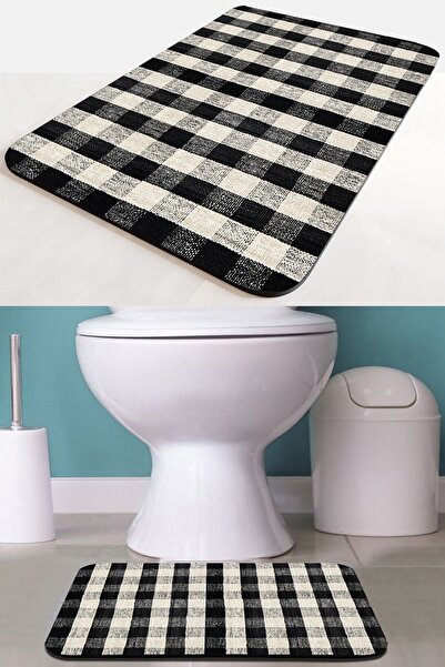 3D ELSE HALI Else Jüt Desenli Desenli Kaymaz Taban Yıkanabilir Tekli Klozet Ö...