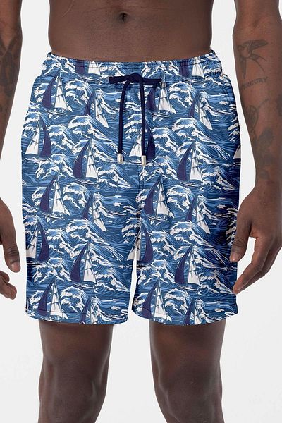 Remsa Mayo Ανδρικό σορτς Navy Blue - Pool and Sea Pattern, Model 026
