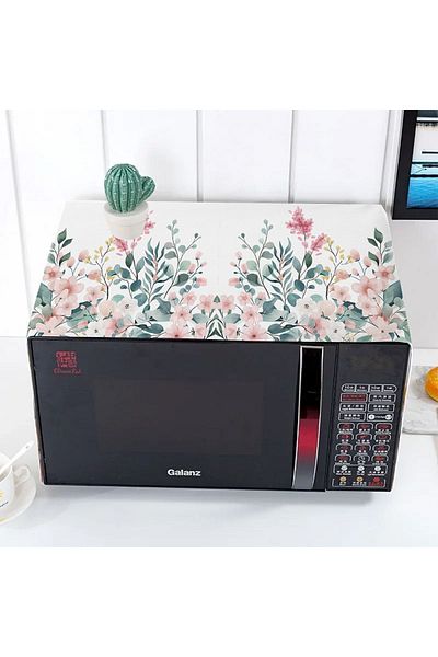 3D ELSE HALI Green Eucalyptus Patterned Microwave Oven Cover - 35x100cm