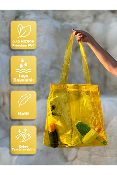 altıparmak Dikdörtgen Pvc Su Geçirmez Plaj Çantası – Hologram/sarı/siyah/pemb...