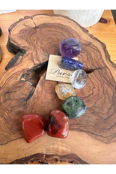 parze doğaltaş Tambl 7 Çakra Doğal Taş Seti (Lapis Lazuli, Ametist, Yeşim, Kr...