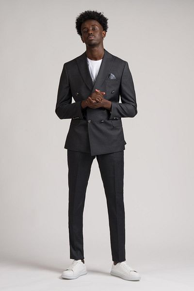 ADİMO Adimo Slimfit Thin Striped Pointed Collar Double Breasted Suit - Double Slit