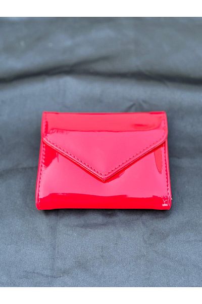 By EDUU Patent Leather Red Wallet with Money Compartment