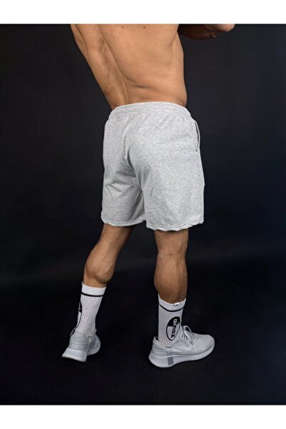 Black İstanbul Gri Erkek Black Baskılı Regular Fit Cepli Şort