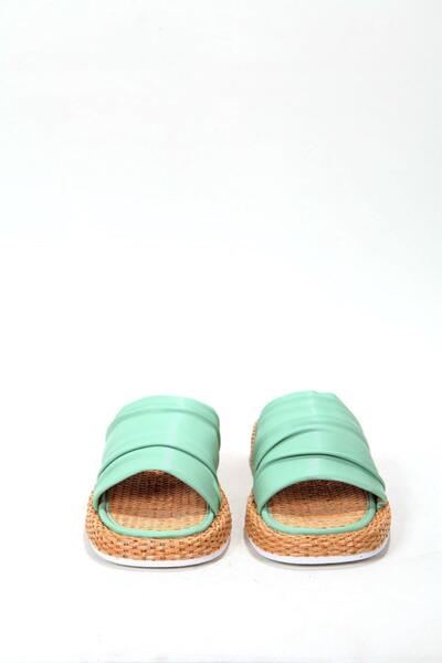 Elisse Shoes Γυναικείες παντόφλες βιζόν με ψάθινη λεπτομέρεια