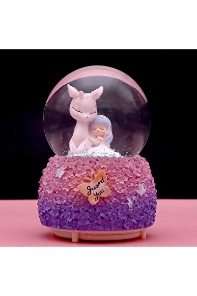 keyfim shop Sevimli Dostlar Temalı Orta Boy Işıklı Müzikli Kar Küresi