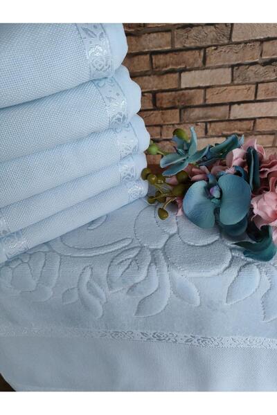 sarra 50x90cm Sarra 6'lı Saçaklı Etamin Havlu - Bebe Mavi