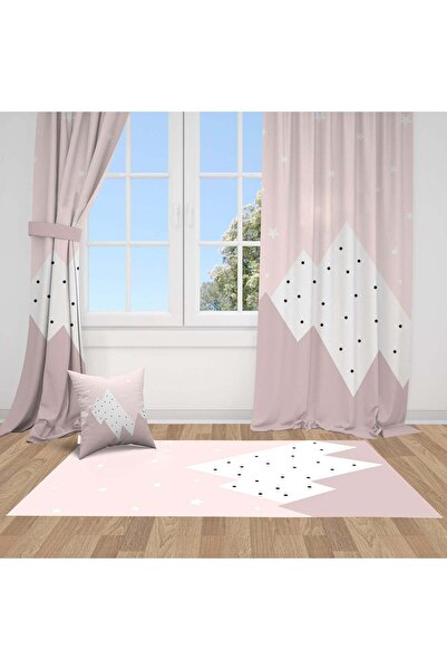 Bebemotto Pembe Dağlar, Ithal Kumaş, Çocuk Ve Bebek Odası Fon Perde - 1 Kanat