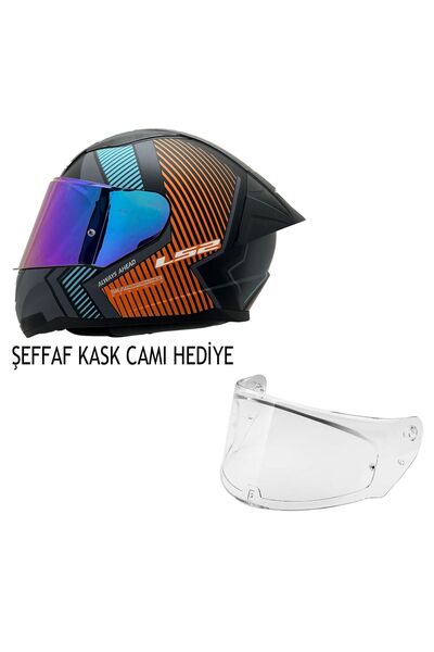 LS2 RAPID 2 RACE EXTRA MAT GRİ-NEON TURUNCU KASK ŞEFFAF KASK CAMI HEDİYELİ