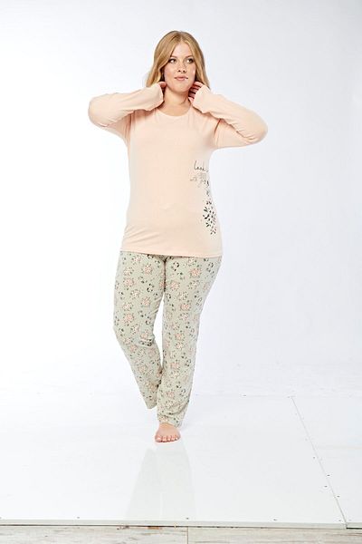 Rubina Secret Σετ Πιτζάμες Μακρυμάνικο Plus Size